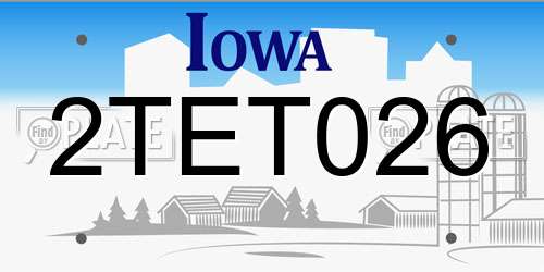 2TET026 Iowa License Plate