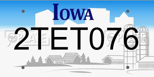 2TET076 Iowa License Plate