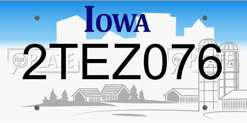 2TEZ076 Iowa License Plate
