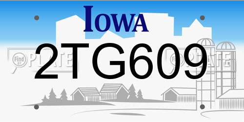 2TG609 Iowa License Plate
