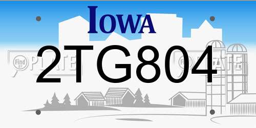 2TG804 Iowa License Plate