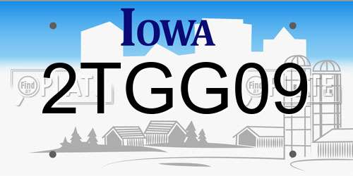 2TGG09 Iowa License Plate