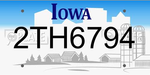 2TH6794 Iowa License Plate