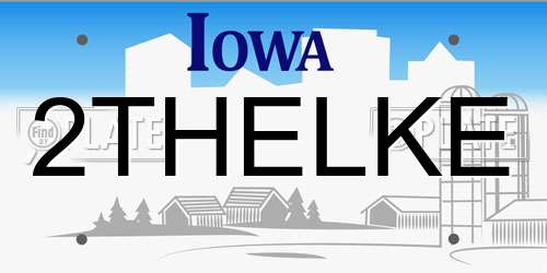 2THELKE Iowa License Plate