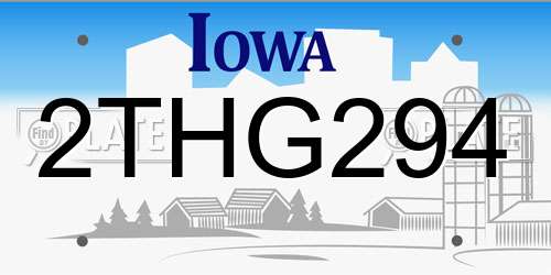 2THG294 Iowa License Plate