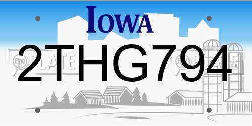 2THG794 Iowa License Plate