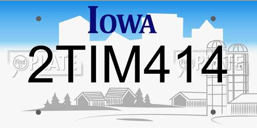 2TIM414 Iowa License Plate