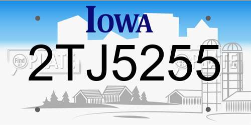 2TJ5255 Iowa License Plate