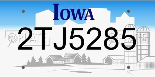 2TJ5285 Iowa License Plate