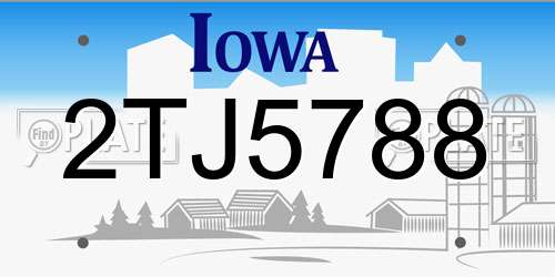 2TJ5788 Iowa License Plate