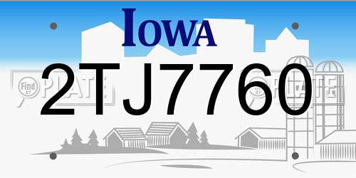 2TJ7760 Iowa License Plate