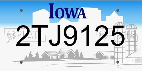 2TJ9125 Iowa License Plate