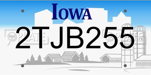 2TJB255 Iowa License Plate