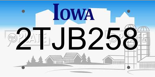 2TJB258 Iowa License Plate