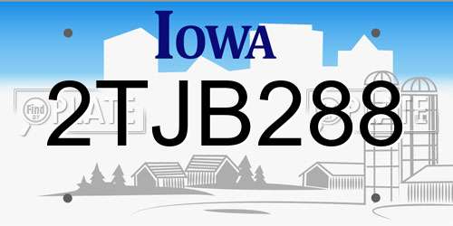 2TJB288 Iowa License Plate