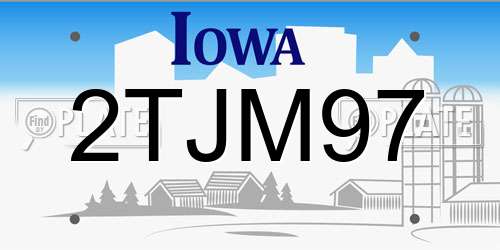 2TJM97 Iowa License Plate