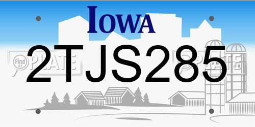 2TJS285 Iowa License Plate