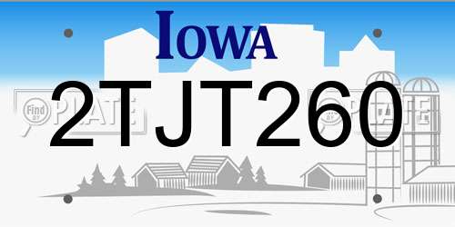 2TJT260 Iowa License Plate