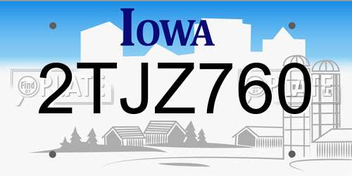 2TJZ760 Iowa License Plate