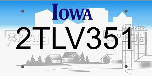 2TLV351 Iowa License Plate