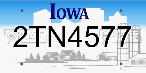 2TN4577 Iowa License Plate