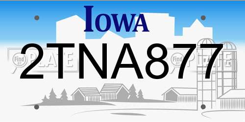 2TNA877 Iowa License Plate