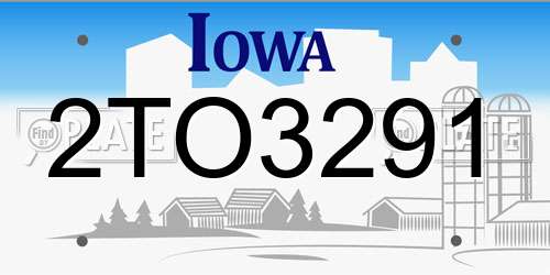 2TO3291 Iowa License Plate
