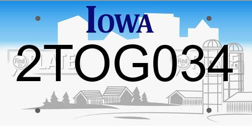 2TOG034 Iowa License Plate