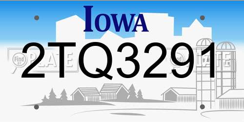 2TQ3291 Iowa License Plate
