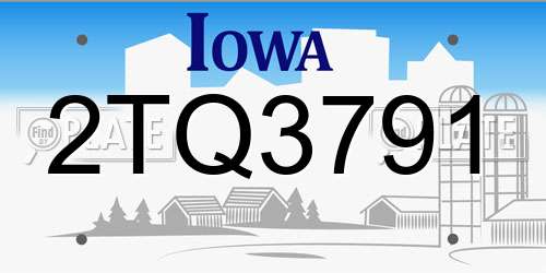 2TQ3791 Iowa License Plate