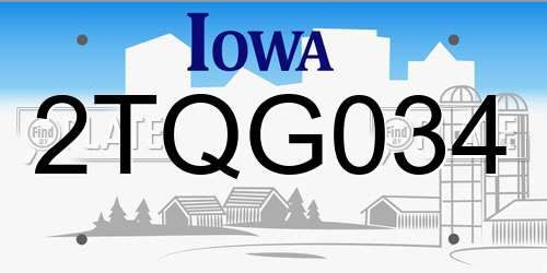 2TQG034 Iowa License Plate