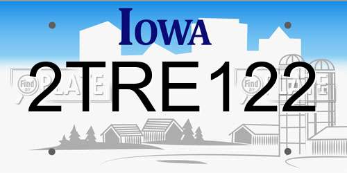2TRE122 Iowa License Plate