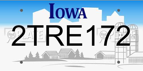 2TRE172 Iowa License Plate