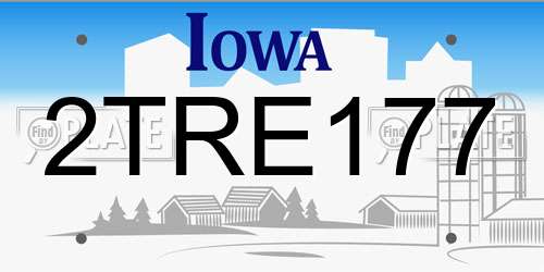 2TRE177 Iowa License Plate