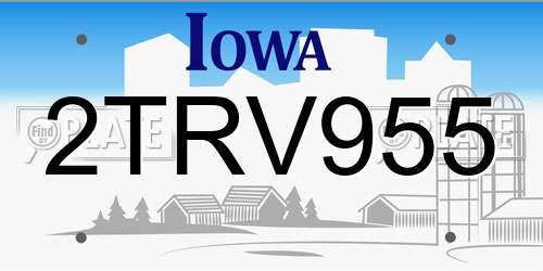 2TRV955 Iowa License Plate