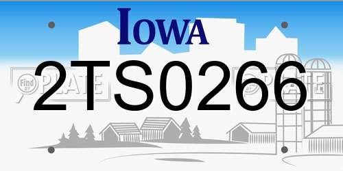 2TS0266 Iowa License Plate