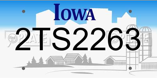 2TS2263 Iowa License Plate