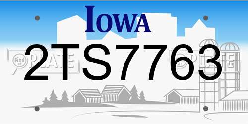 2TS7763 Iowa License Plate