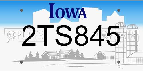 2TS845 Iowa License Plate