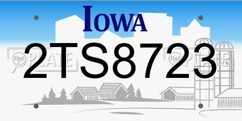 2TS8723 Iowa License Plate
