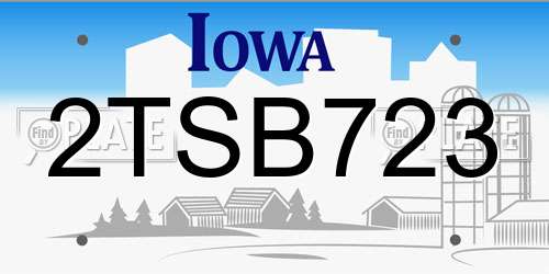 2TSB723 Iowa License Plate