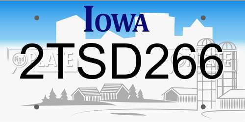 2TSD266 Iowa License Plate