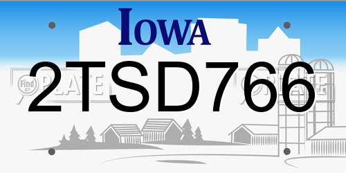 2TSD766 Iowa License Plate