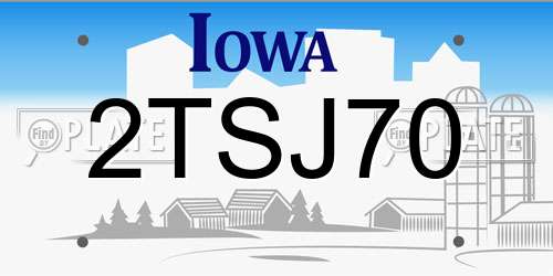 2TSJ70 Iowa License Plate
