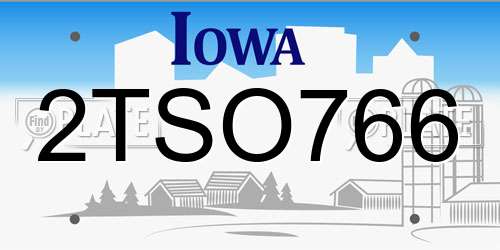 2TSO766 Iowa License Plate