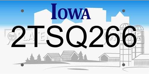 2TSQ266 Iowa License Plate