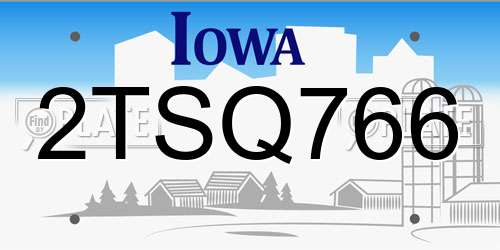 2TSQ766 Iowa License Plate