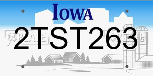 2TST263 Iowa License Plate