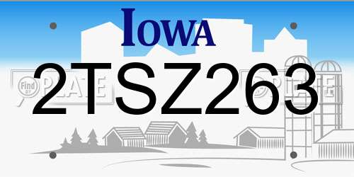 2TSZ263 Iowa License Plate