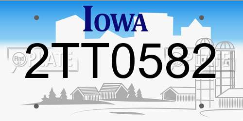 2TT0582 Iowa License Plate